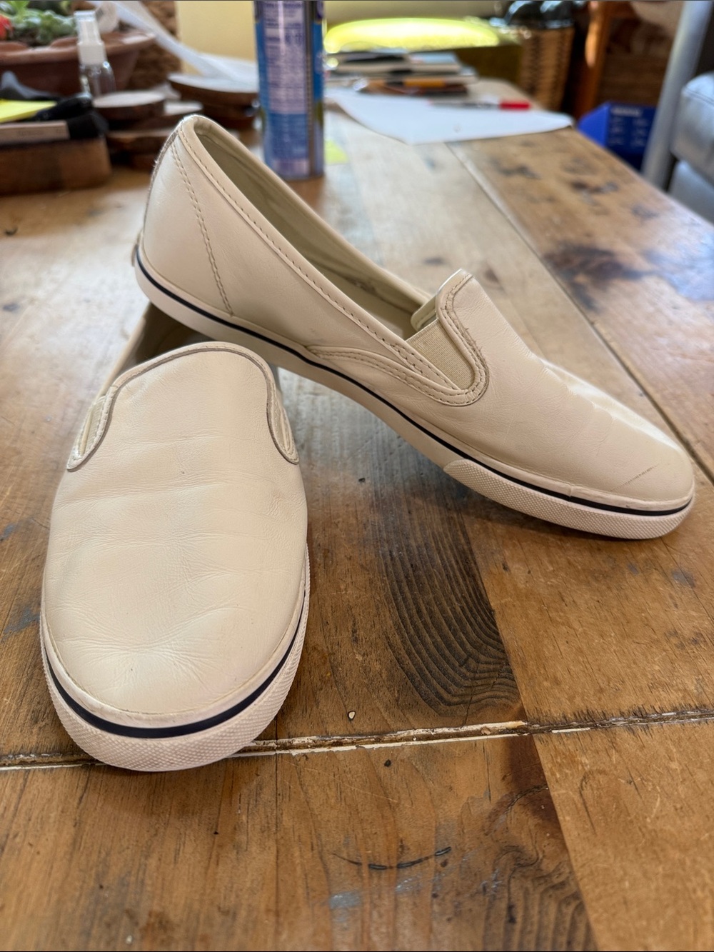 Lauren Ralph Lauren Janis White Leather Slip-On Sneakers Size 8.5